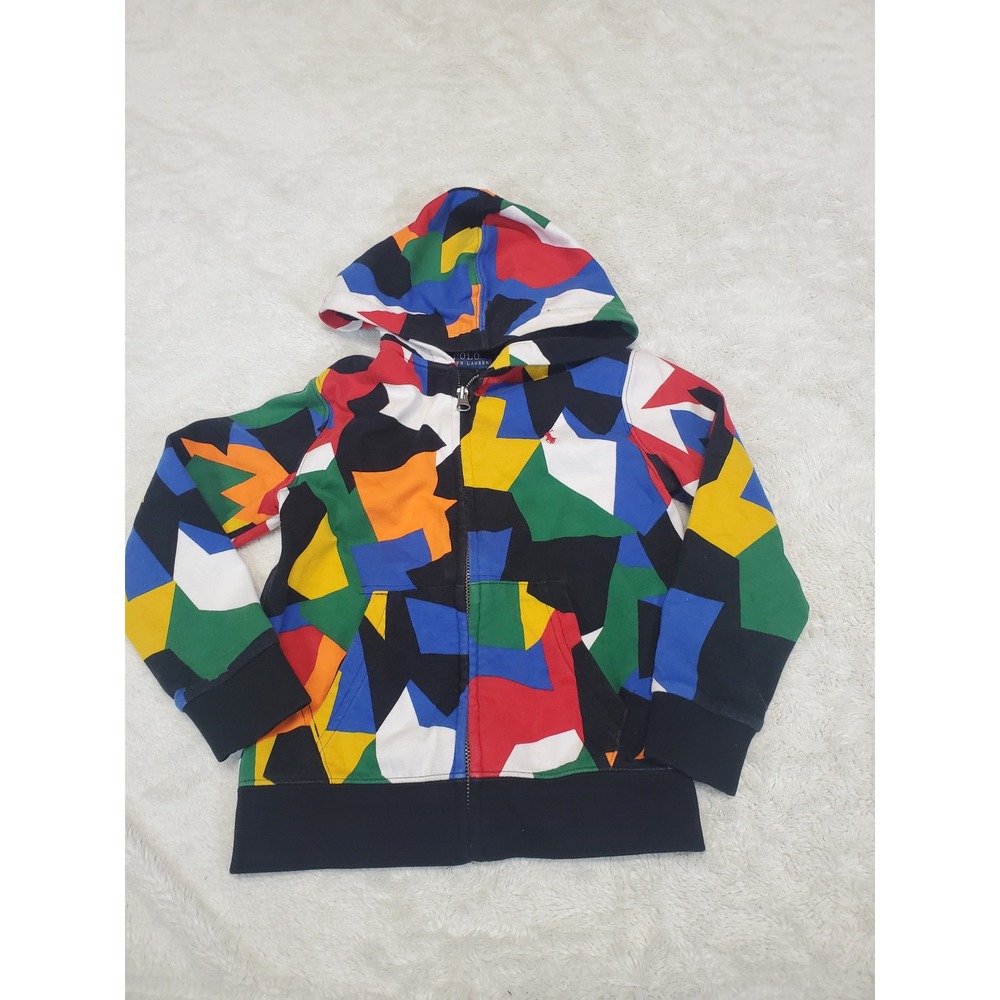 Polo Ralph Lauren Geometric Full Zip Hoodie Sweatshirt Top Boy 6 Kidcore Casual